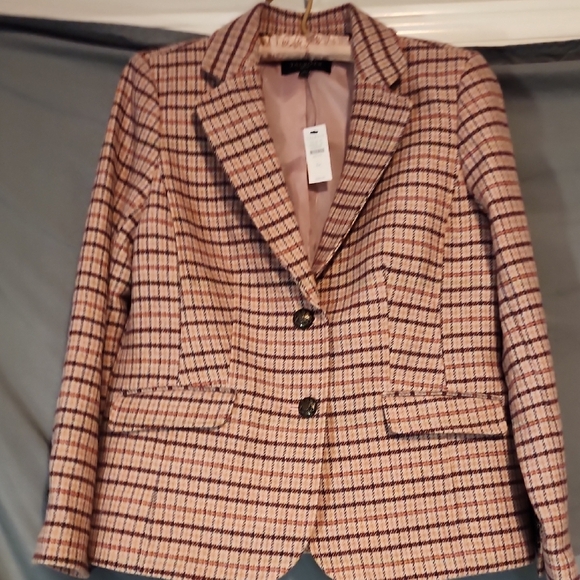 Talbots Jackets & Blazers - Talbots NWT Pink and Brown Checkered Blazer